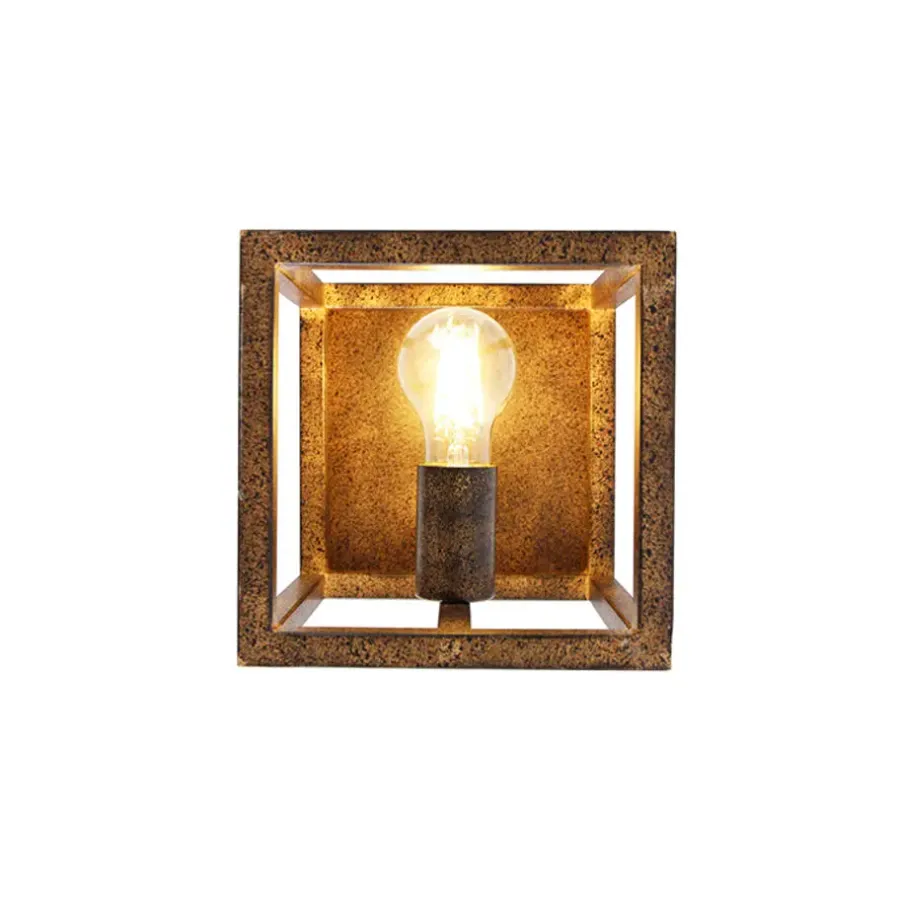 QAZQA wandlampen cage bruin e27