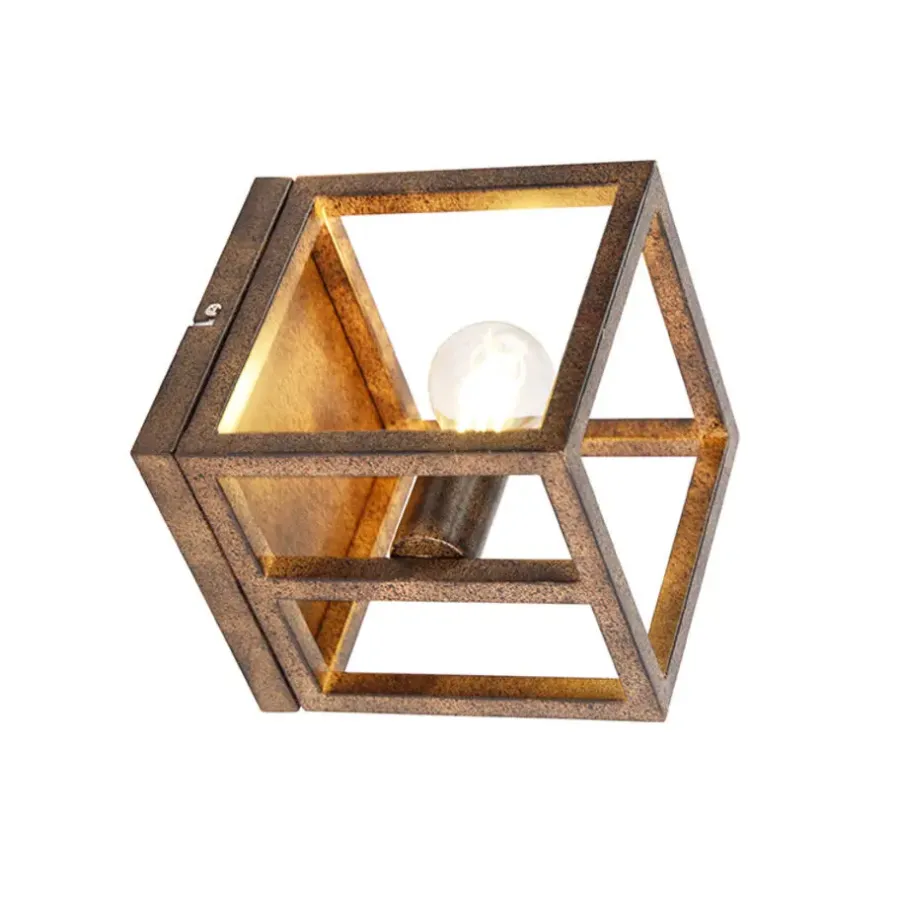 QAZQA wandlampen cage bruin e27