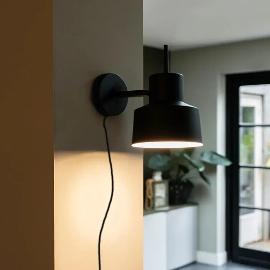 QAZQA wandlampen chappie zwart e27
