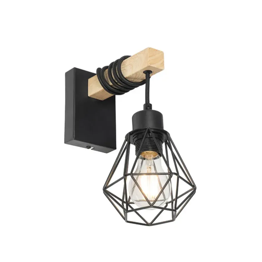 Wandlampen-QAZQA wandlampen chon zwart e27