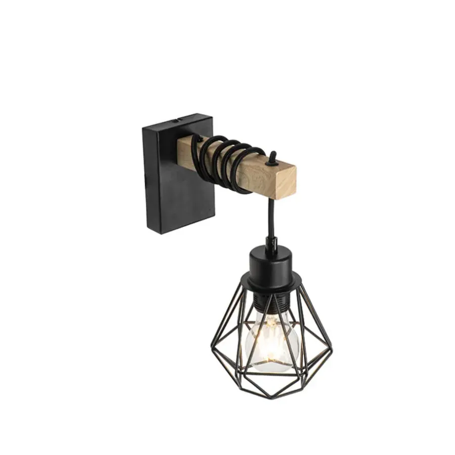 Wandlampen-QAZQA wandlampen chon zwart e27