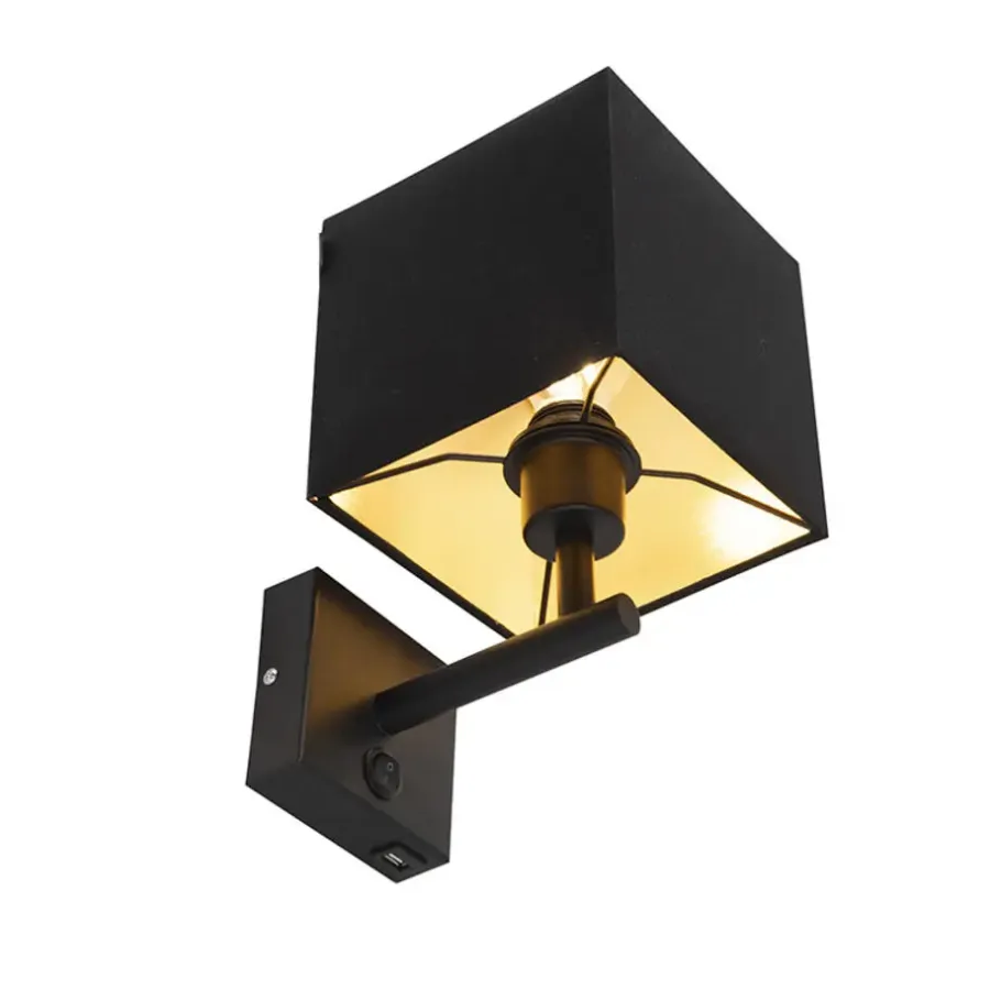 QAZQA wandlampen combi zwart e27
