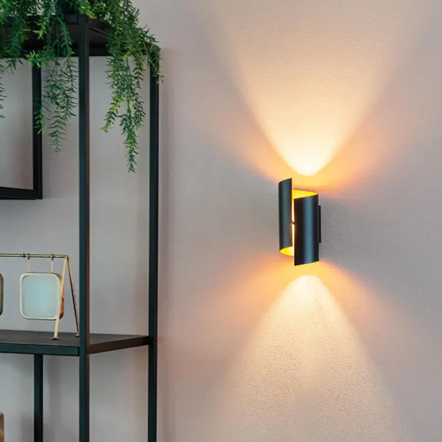 Wandlampen-QAZQA wandlampen faldo zwart g9