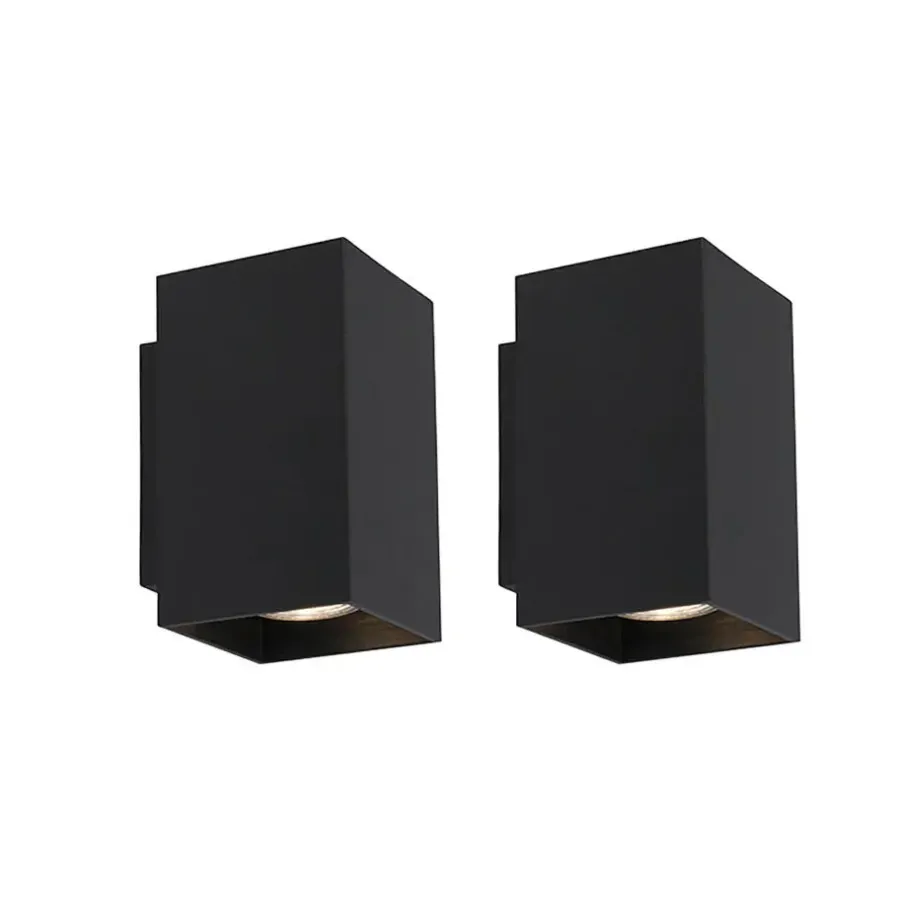 Wandlampen-QAZQA wandlampen sandy zwart gu10