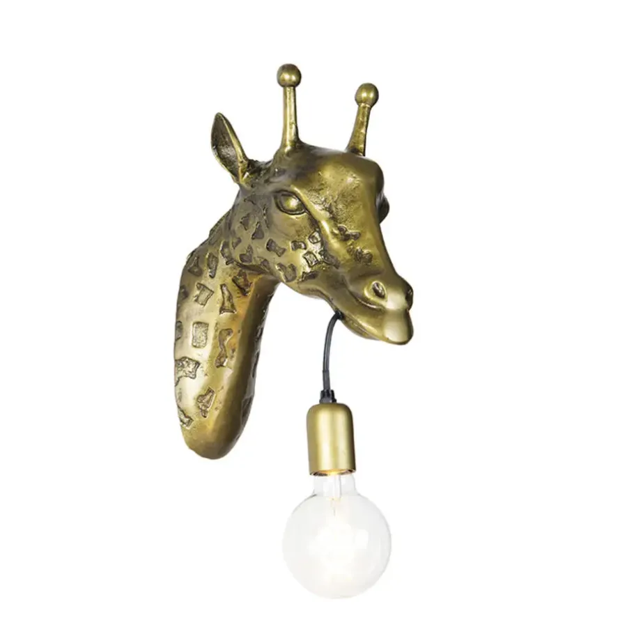 Wandlampen-QAZQA wandlampen wl-animal goudkleurig e27