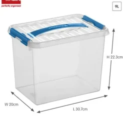 Opbergboxen-Sunware Q-line opbergbox 9L transparant blauw