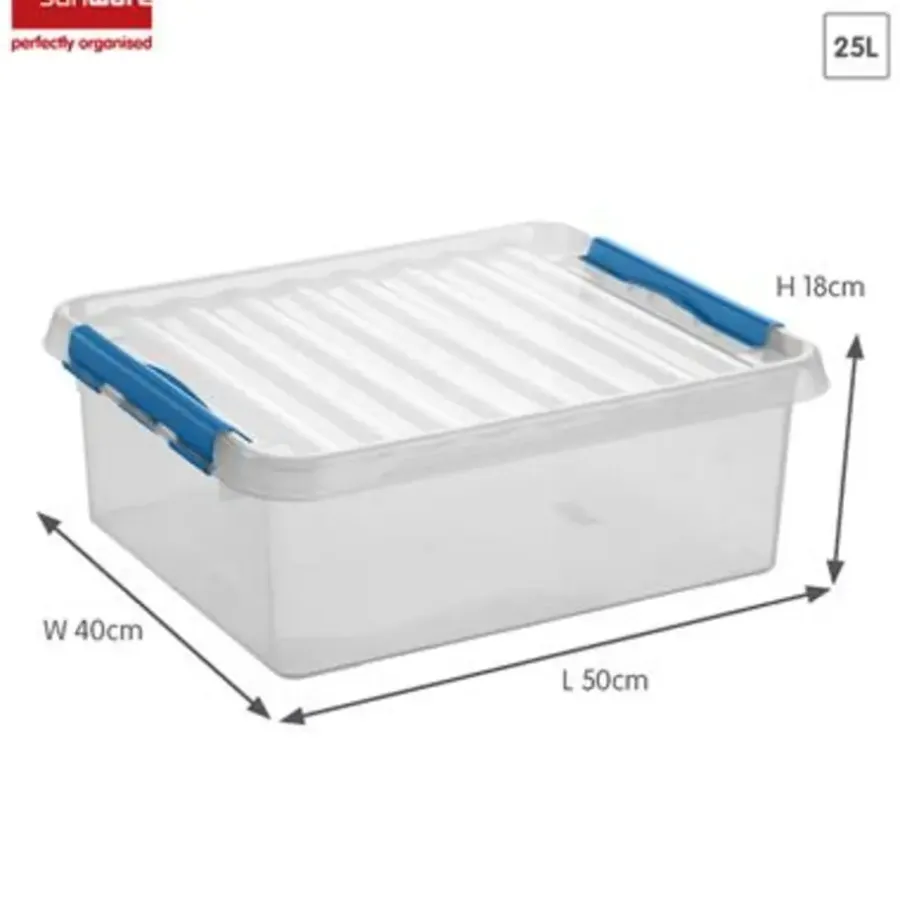 Opbergboxen-Sunware Q-line opbergbox 25L transparant blauw