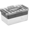 Sunware Q-line opbergbox met inzet 6L transparant metaal