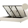 2-Persoons Bedden-Beliani QUILLIEN - Bed met opbergruimte - Beige - 180 x 200 cm - Polyester