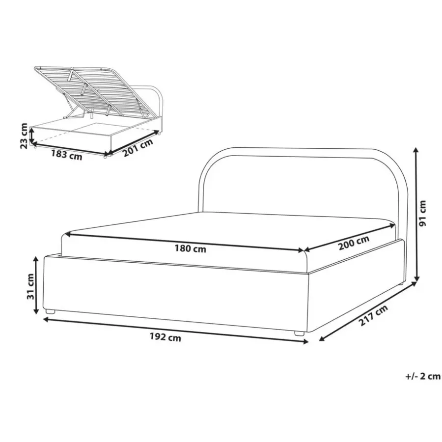 2-Persoons Bedden-Beliani QUILLIEN - Bed met opbergruimte - Beige - 180 x 200 cm - Polyester