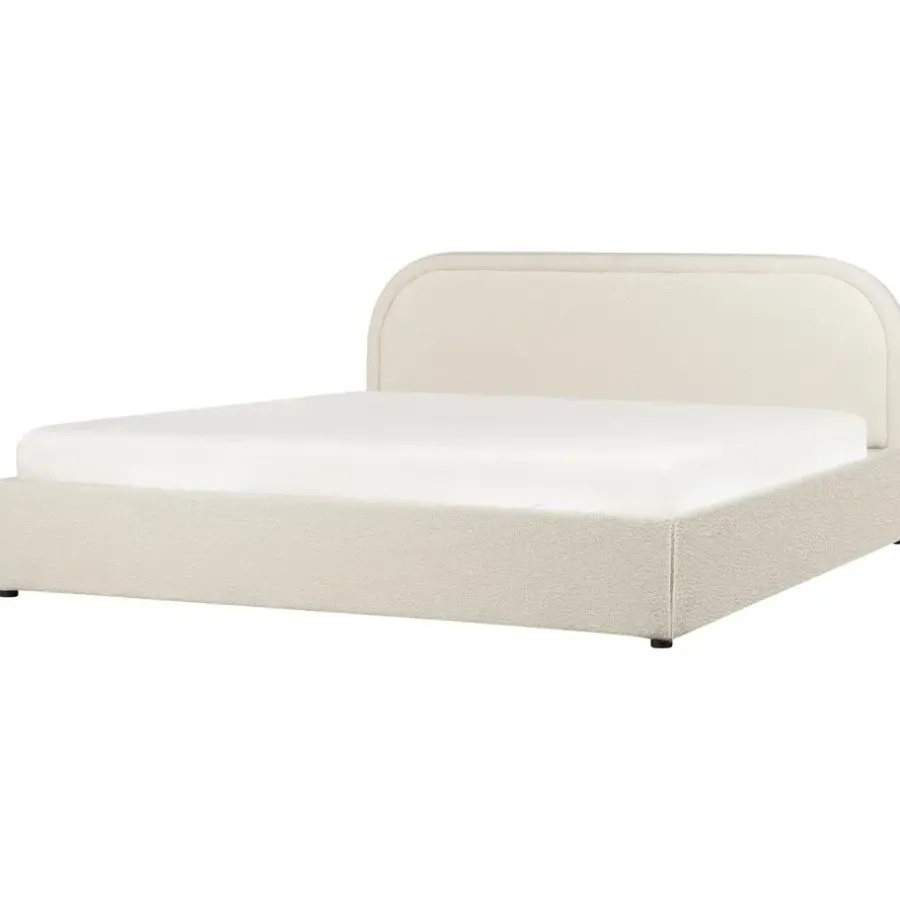 2-Persoons Bedden-Beliani QUILLIEN - Bed met opbergruimte - Beige - 180 x 200 cm - Polyester
