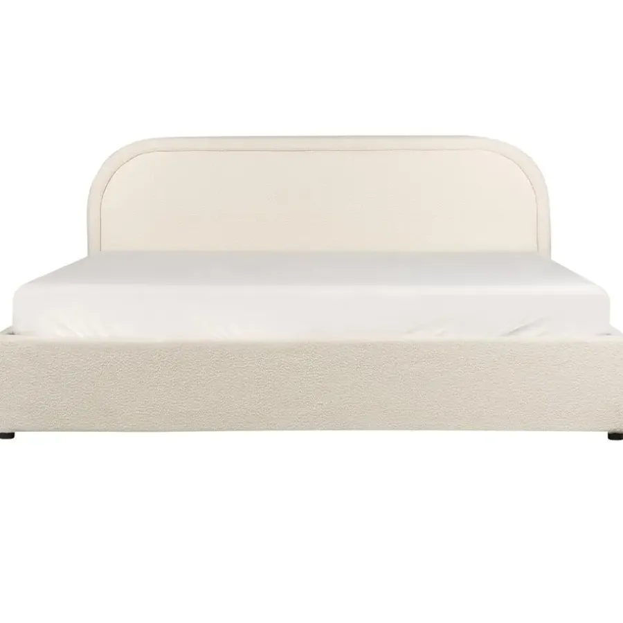 2-Persoons Bedden-Beliani QUILLIEN - Bed met opbergruimte - Beige - 180 x 200 cm - Polyester