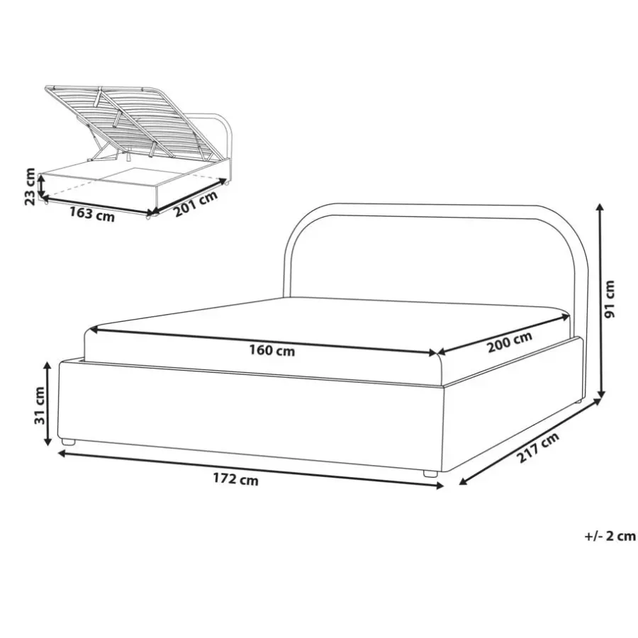 2-Persoons Bedden-Beliani QUILLIEN - Bed met opbergruimte - Beige - 160 x 200 cm - Polyester