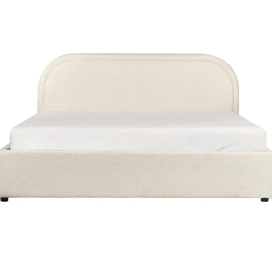 2-Persoons Bedden-Beliani QUILLIEN - Bed met opbergruimte - Beige - 160 x 200 cm - Polyester