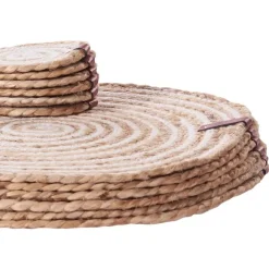 Leen Bakker QUININE - Set van 12 placemats en onderzetters - Natuurlijk - Jute