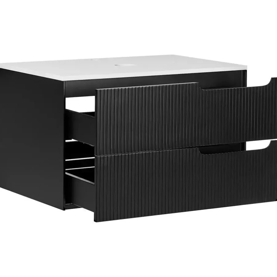 Leen Bakker QUINTELA - Badkamermeubel - Zwart - 80 x 52 cm - MDF
