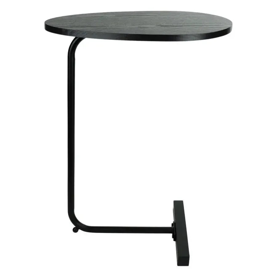 QUVIO Bijzettafel ovaal - 30 x 45 x 60 cm - Zwart