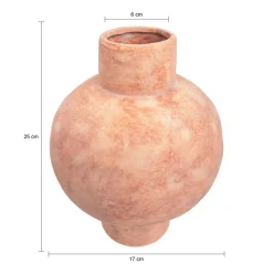 QUVIO Bloemenvaas - Keramiek - Bol - 25 cm - Oranje