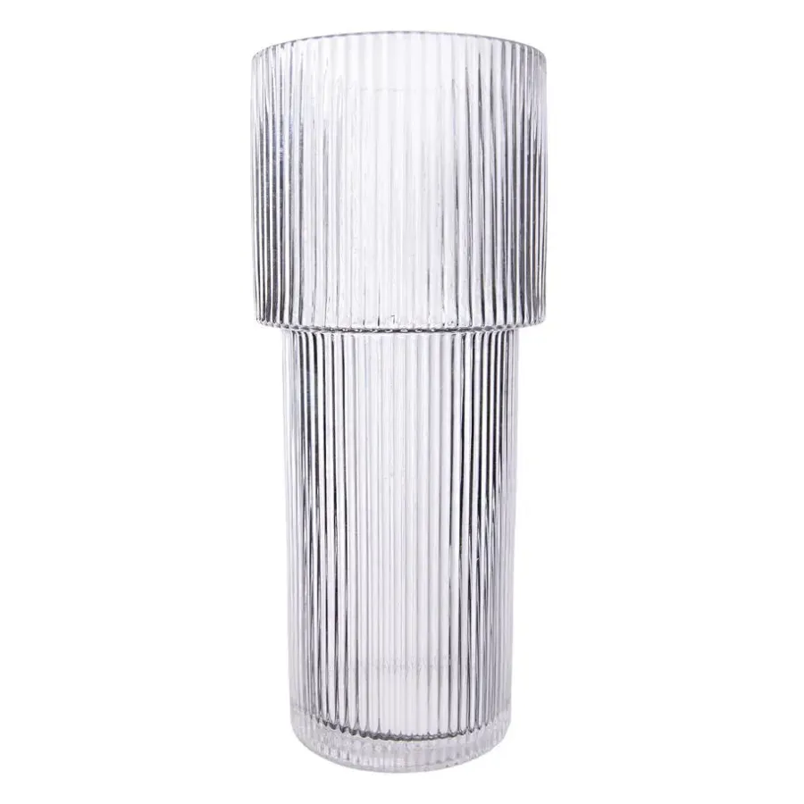 QUVIO Cilinder vaas - Smal - Glas - 24,5 cm - Transparant