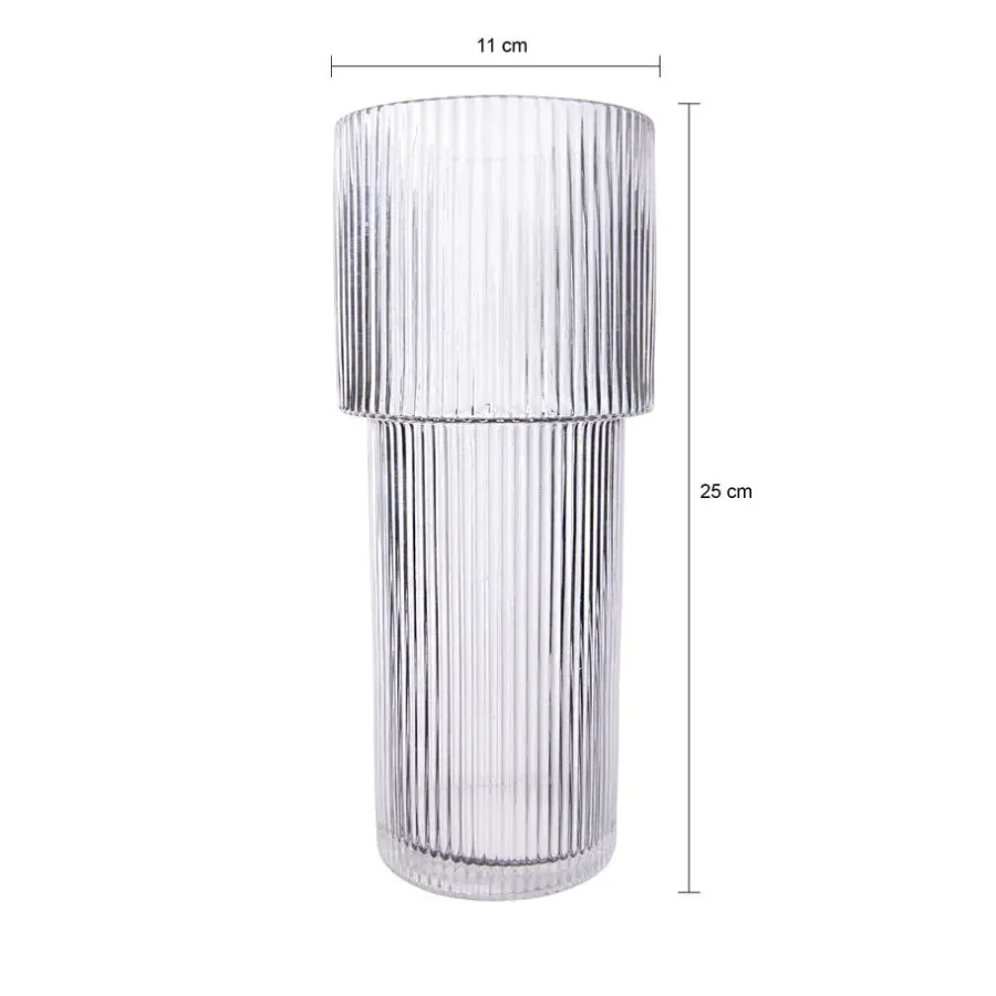QUVIO Cilinder vaas - Smal - Glas - 24,5 cm - Transparant