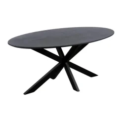 Industriële Eettafels-QUVIO Eettafel Sofia – Ovaal – 180x90 cm – Kruispoot – Zwart