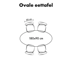 Industriële Eettafels-QUVIO Eettafel Sofia – Ovaal – 180x90 cm – Kruispoot – Zwart