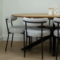 Industriële Eettafels|Houten Eettafels-QUVIO Eettafel Sofia – Ovaal – 220x100 cm – Kruispoot - Naturel