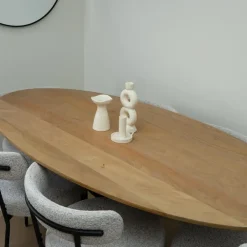 Industriële Eettafels|Houten Eettafels-QUVIO Eettafel Sofia – Ovaal – 220x100 cm – Kruispoot - Naturel