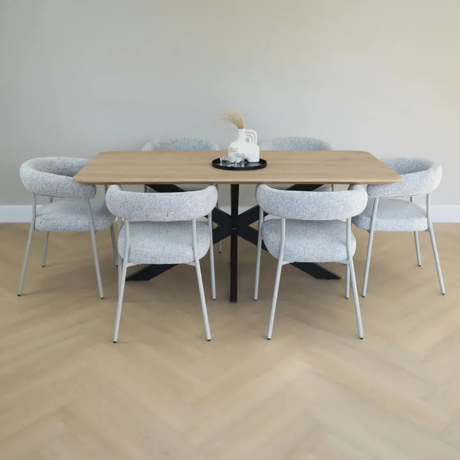 QUVIO Eettafel Sofia - Rechthoekig - FSC®- 180x90 cm - Naturel