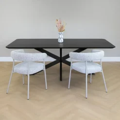 QUVIO Eettafel Sofia - Rechthoekig - FSC® - 220x110 cm - Zwart