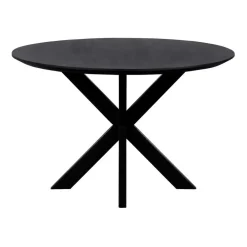 QUVIO Eettafel Sofia – Rond – Ø130 – Kruispoot – Zwart