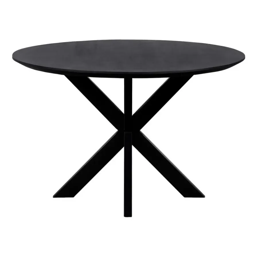 QUVIO Eettafel Sofia – Rond – Ø130 – Kruispoot – Zwart