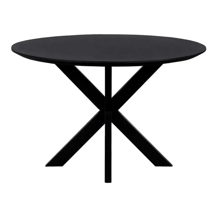 QUVIO Eettafel Sofia – Rond – Ø130 – Kruispoot – Zwart