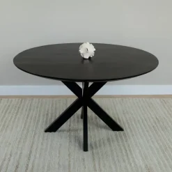 QUVIO Eettafel Sofia – Rond – Ø130 – Kruispoot – Zwart