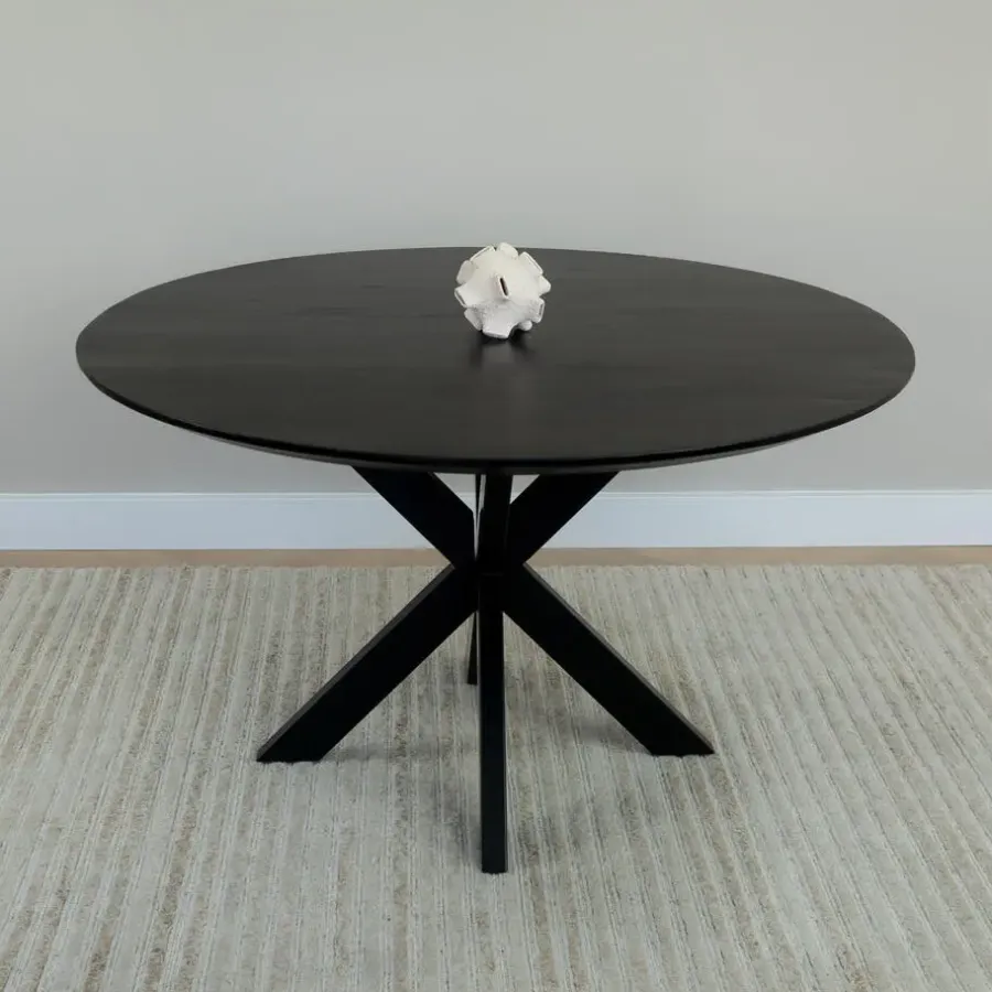 QUVIO Eettafel Sofia – Rond – Ø130 – Kruispoot – Zwart