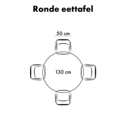QUVIO Eettafel Sofia – Rond – Ø130 – Kruispoot – Zwart