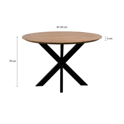 QUVIO Eettafel Sofia – Rond – Ø120 – Kruispoot – Naturel