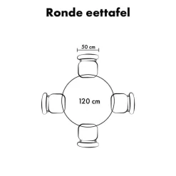 QUVIO Eettafel Sofia – Rond – Ø120 – Kruispoot – Mangohout – Zwart