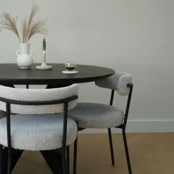 QUVIO Eettafel Sofia – Rond – Ø120 – Kruispoot – Mangohout – Zwart
