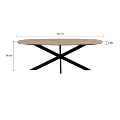 Houten Eettafels|Ovale Eettafels-QUVIO Eettafel Sofia– Deens ovaal – 180x90 cm – Kruispoot – Naturel