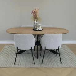 Houten Eettafels|Ovale Eettafels-QUVIO Eettafel Sofia– Deens ovaal – 180x90 cm – Kruispoot – Naturel