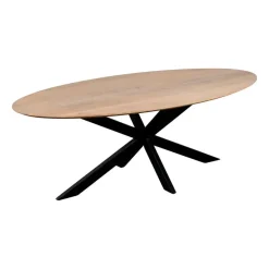 QUVIO Eettafel Sofia– Ovaal – 180x90 cm – Kruispoot – Naturel