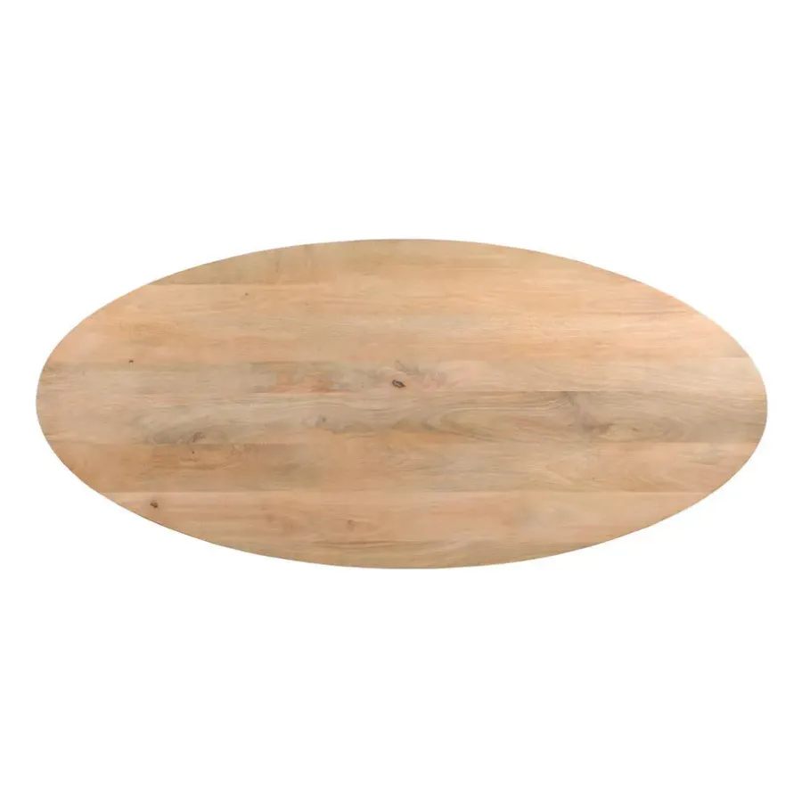 QUVIO Eettafel Sofia– Ovaal – 180x90 cm – Kruispoot – Naturel