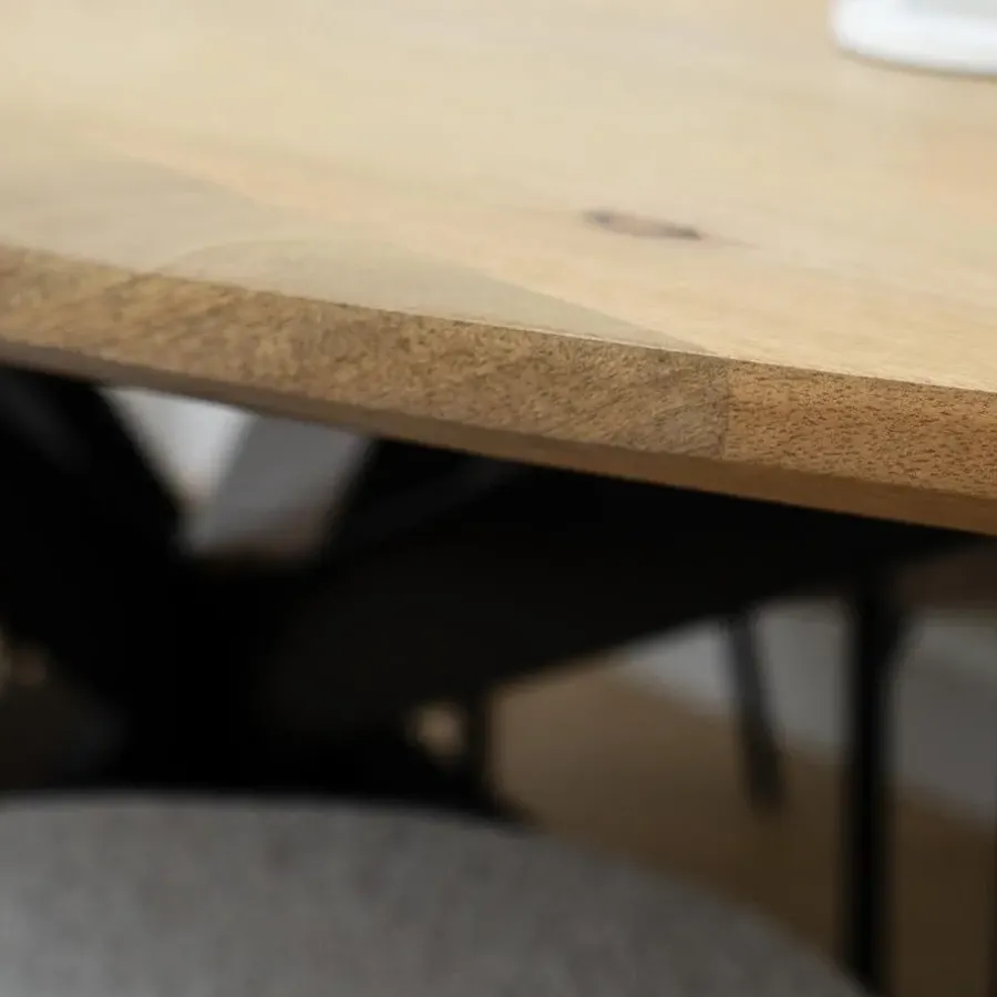 QUVIO Eettafel Sofia– Ovaal – 180x90 cm – Kruispoot – Naturel
