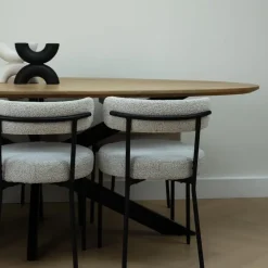 QUVIO Eettafel Sofia– Ovaal – 180x90 cm – Kruispoot – Naturel