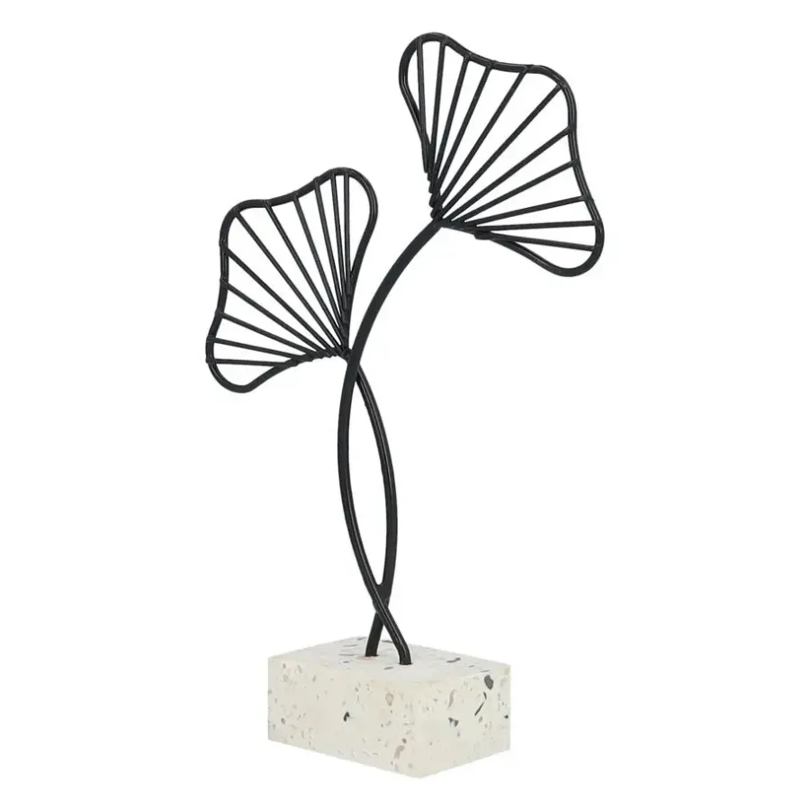 QUVIO Ginkgo blad op standaard - Woondecoratie - Zwart