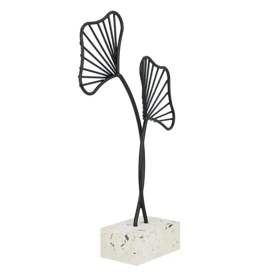 QUVIO Ginkgo blad op standaard - Woondecoratie - Zwart