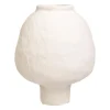 QUVIO Japandi vaas bolvormig keramiek - Gebroken wit - 21 cm