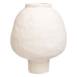QUVIO Japandi vaas bolvormig keramiek - Gebroken wit - 21 cm
