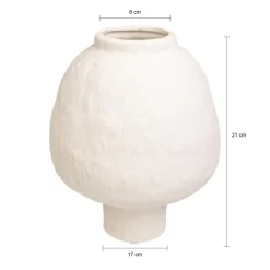 QUVIO Japandi vaas bolvormig keramiek - Gebroken wit - 21 cm